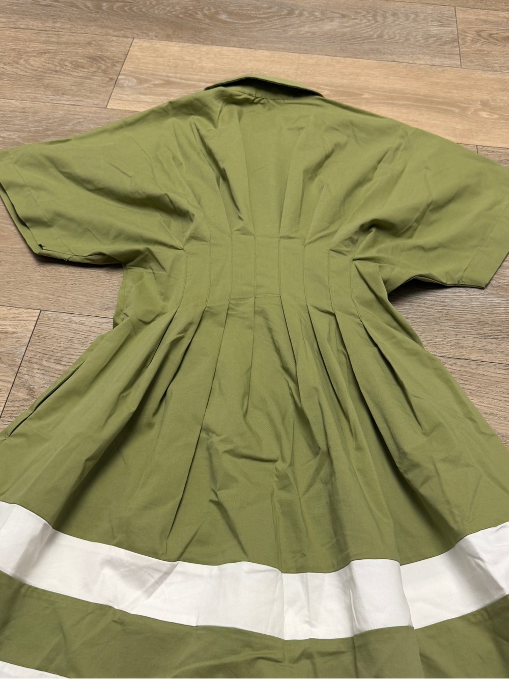 ANTHROPOLOGIE EXQUISE Tobie Colorblock Shirt Dress Women’s SP Green White NWOT - Picture 6 of 9
